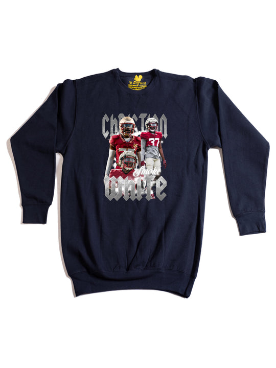 Christian White Collage  Crewneck Sweatshirt