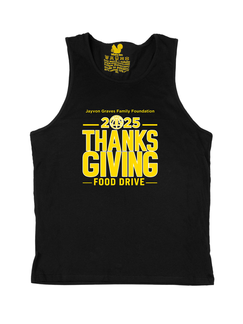 Jayvon Graves Foundation 2025 Thanks Giving Yellow R Tank Top