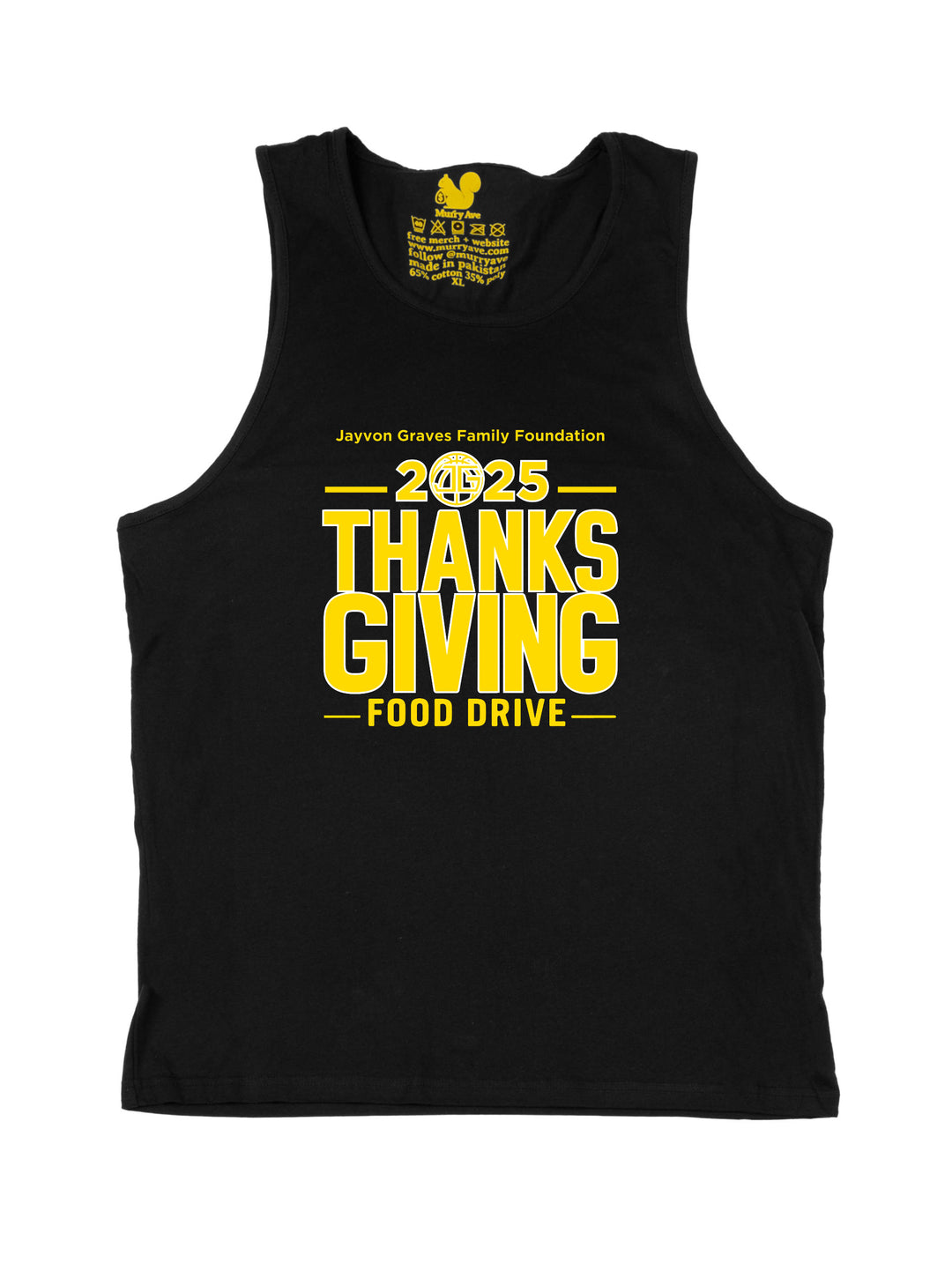 Jayvon Graves Foundation 2025 Thanks Giving Yellow R Tank Top