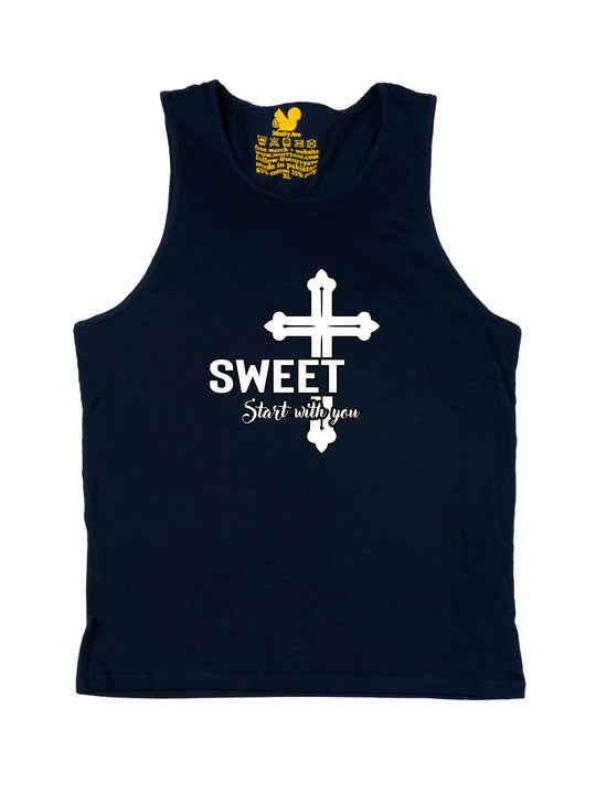 SWEET Start with you Cross Tank Top