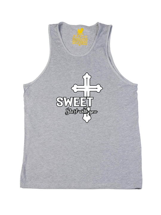 SWEET Start with you Cross Tank Top