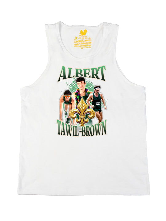 Albert Tawil Brown Collage Tank Top