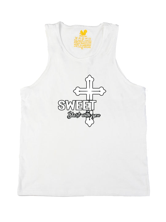 SWEET Start with you Cross Tank Top