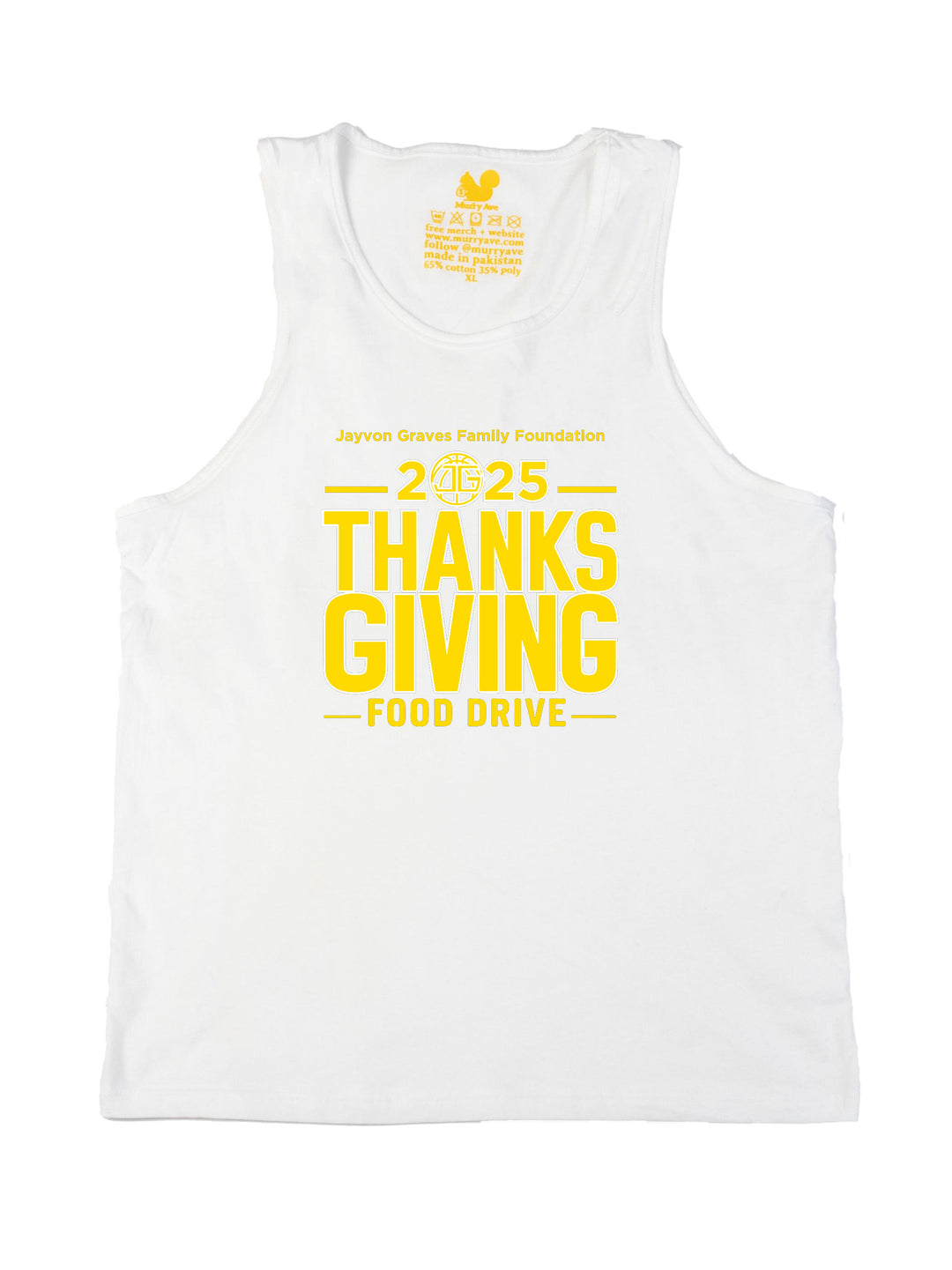 Jayvon Graves Foundation 2025 Thanks Giving Yellow R Tank Top