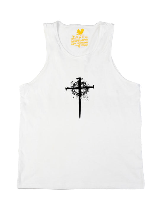 Cross with Crown Logo Black Tank Top