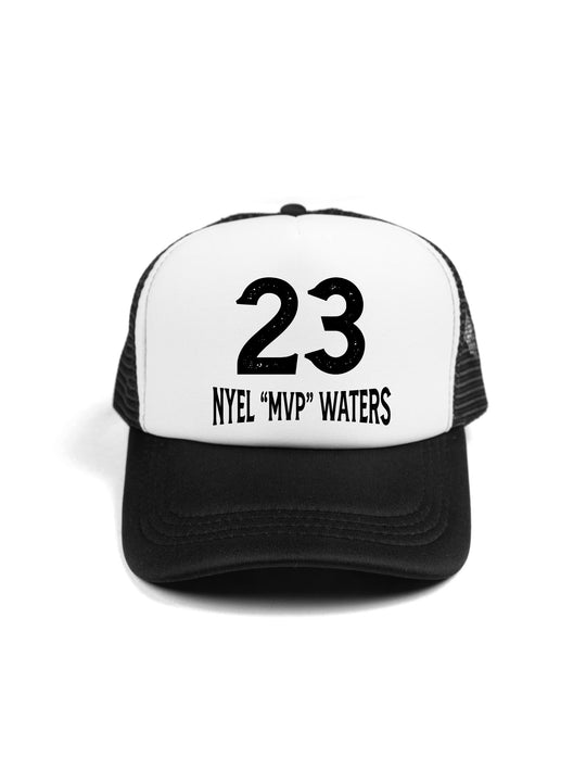 Nyel Waters Logo Black Trucker Hat