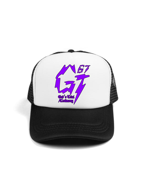 James Glover Tyson Logo Purple Trucker Hat