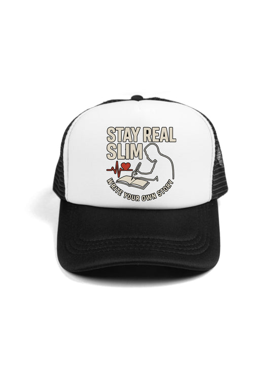 Stay Real Slim Logo Trucker Hat