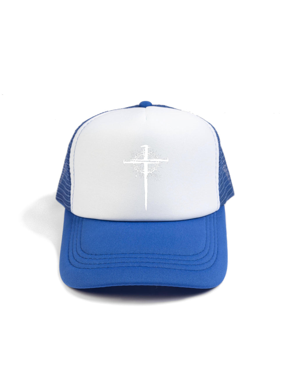 Cross with Crown Logo White Trucker Hat