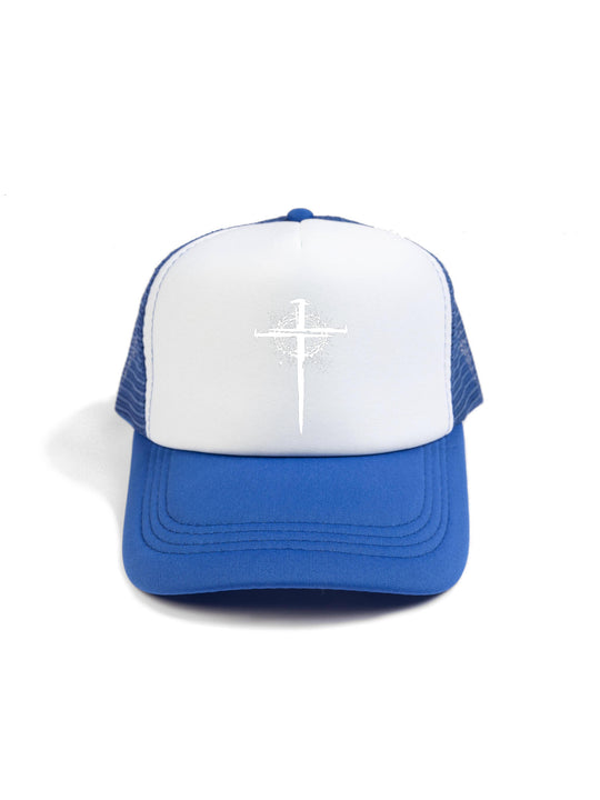 Cross with Crown Logo White Trucker Hat