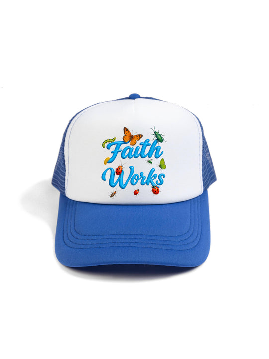 Faith Works Blue Trucker Hat